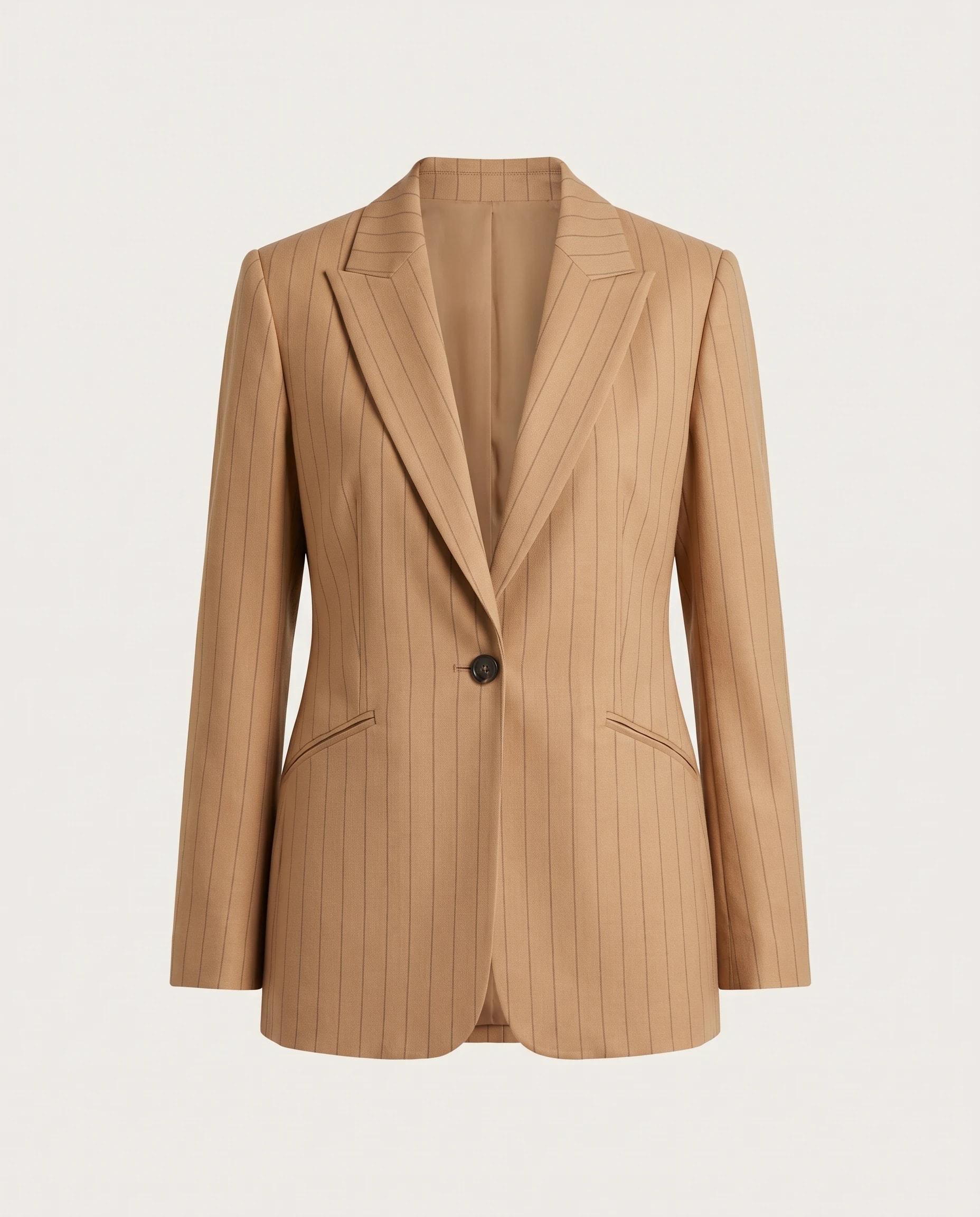 Camel Pinstripe Tailored Blazer