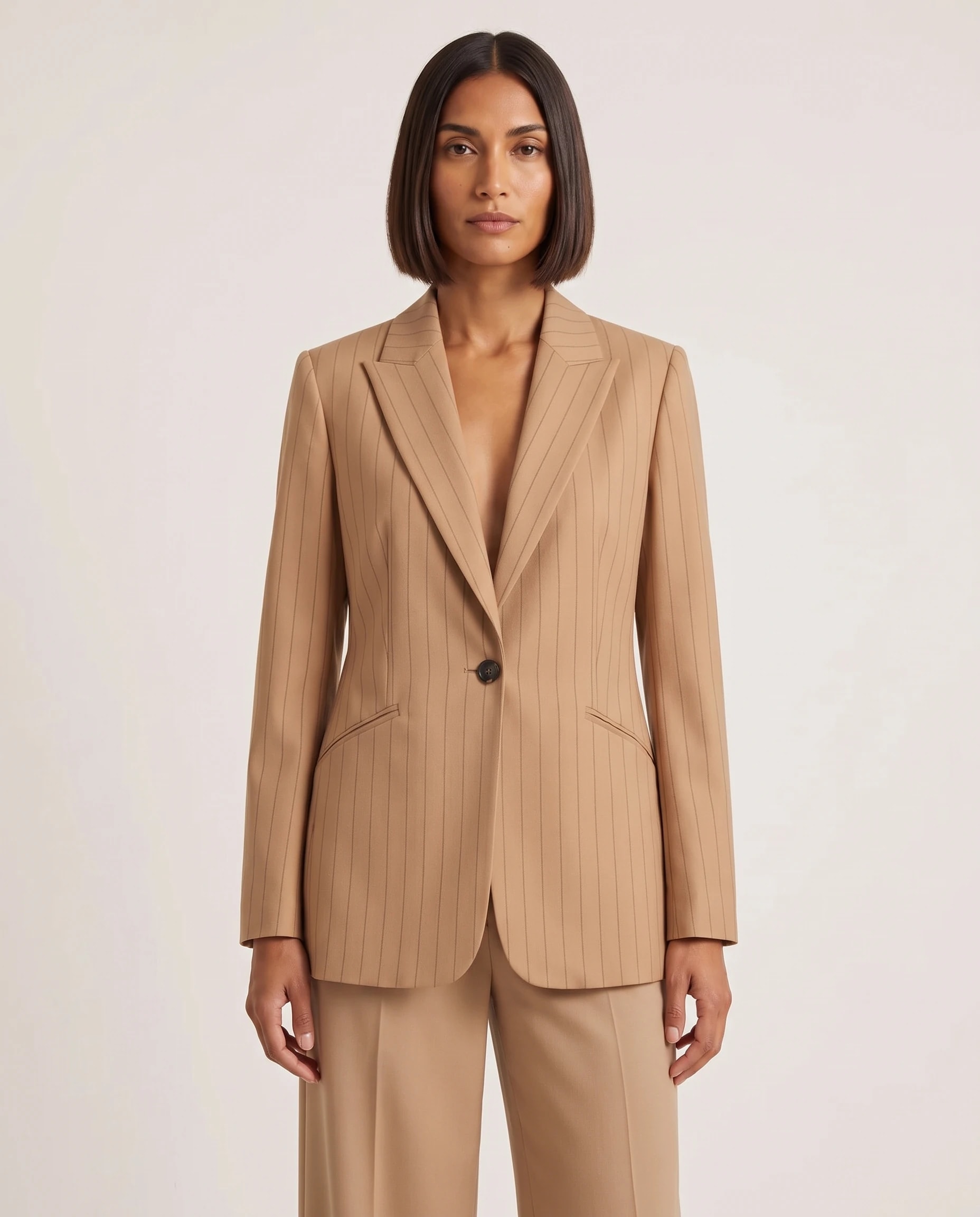 Camel Pinstripe Tailored Blazer from the women edit
