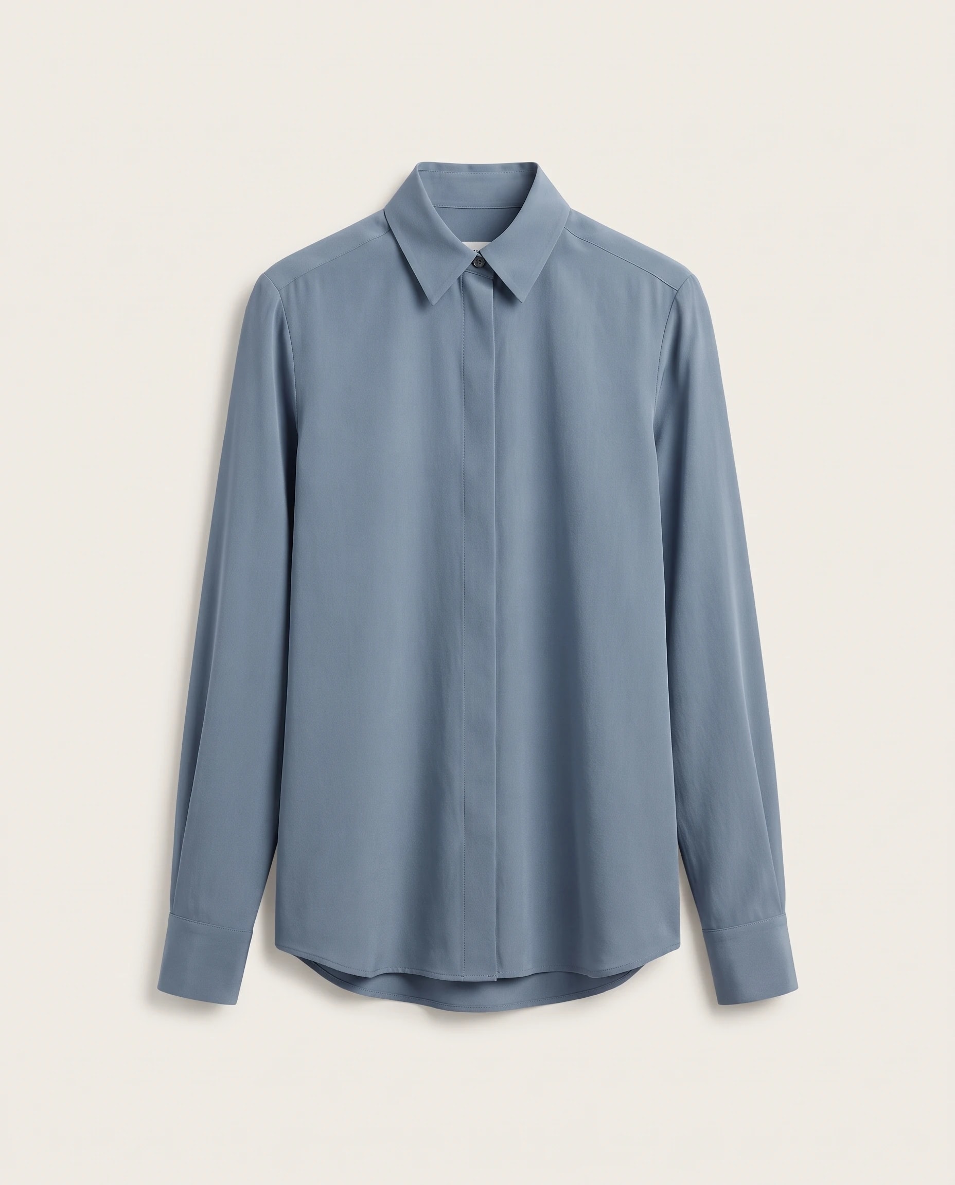 Dusty Blue Silk-Poplin Shirt
