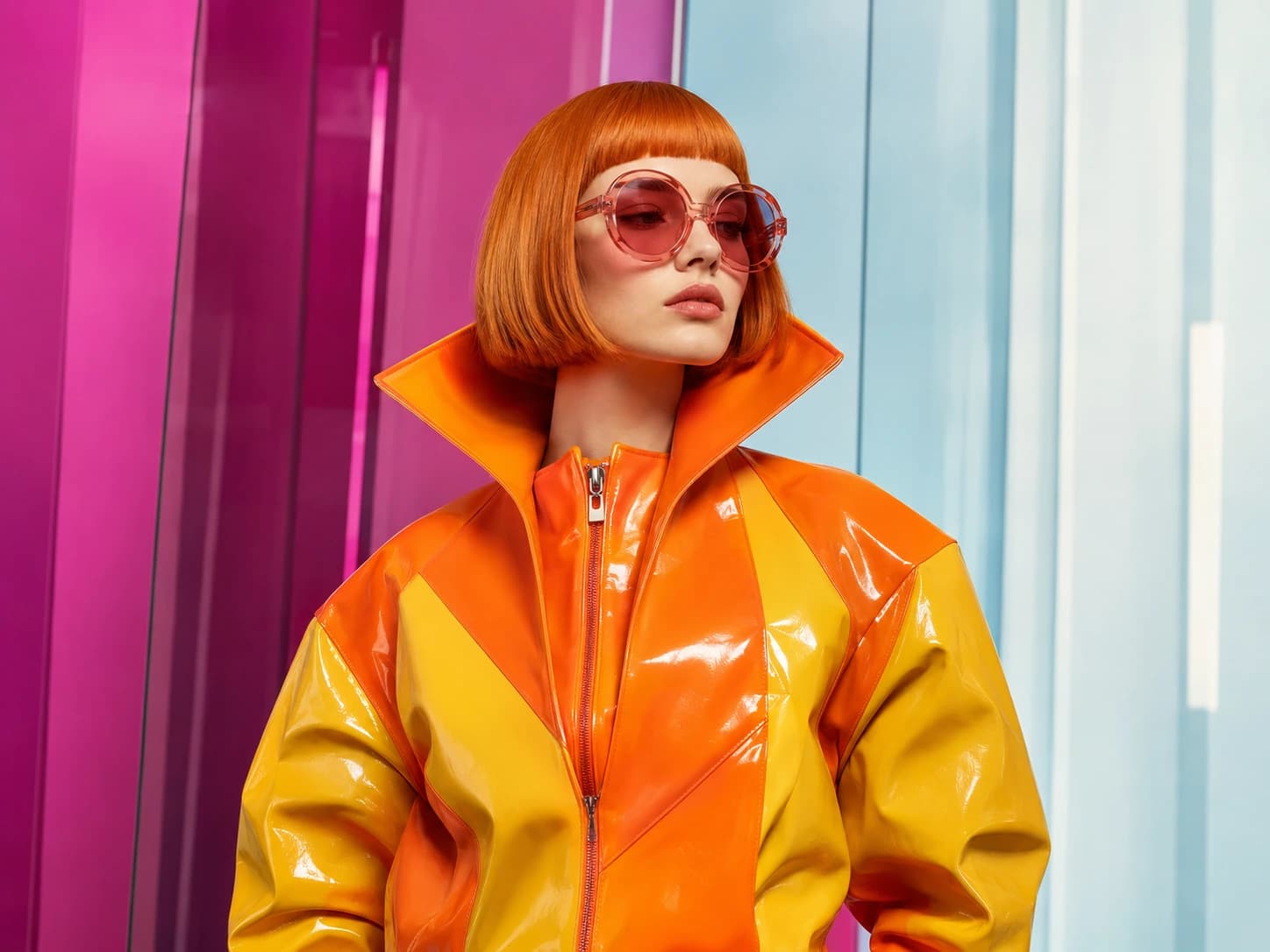 Creator in vivid orange and yellow fashion styling