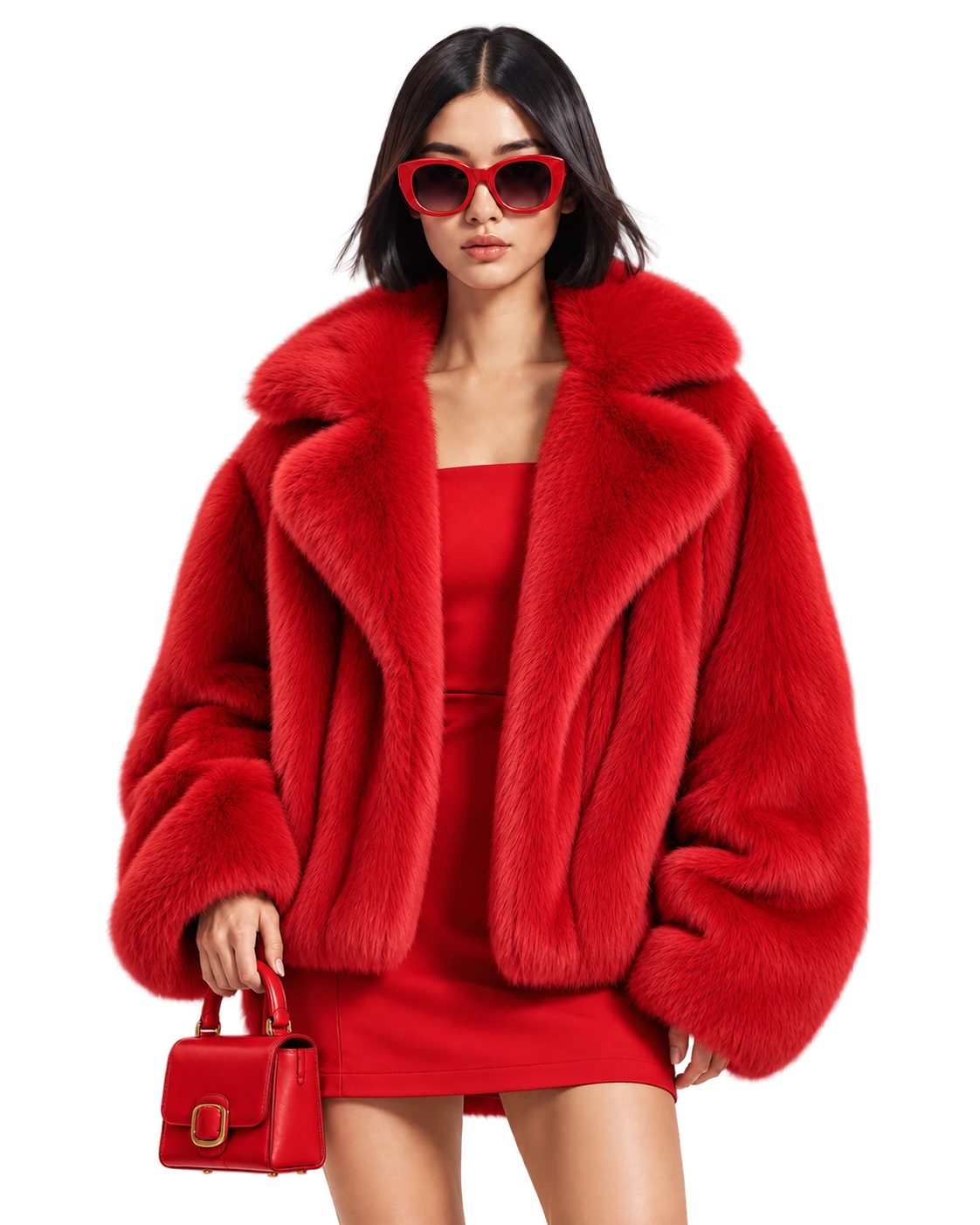 Editorial outfit styled with the Scarlet mini